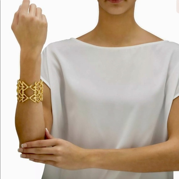 Open Triangle Geometric Cuff , Gold- Over - Picture 3 of 3